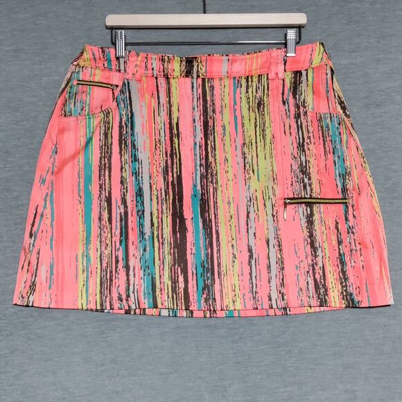Jamie Sadock Golf Skirt Skort Womens Size 12 Striped Colorful Activewear Stretch - Picture 2 of 13